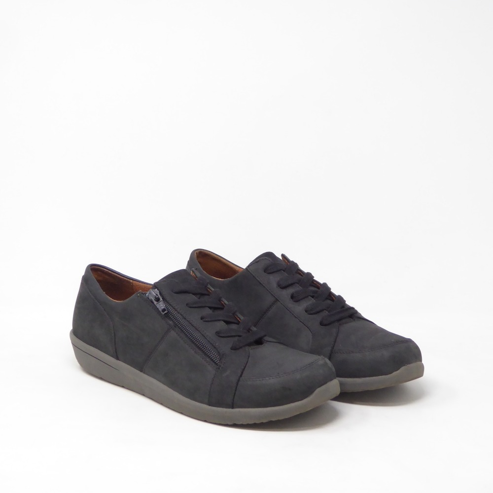 Vionic Womens Abigail Sneakers Black Leather Side Zip Orthotic Size 10